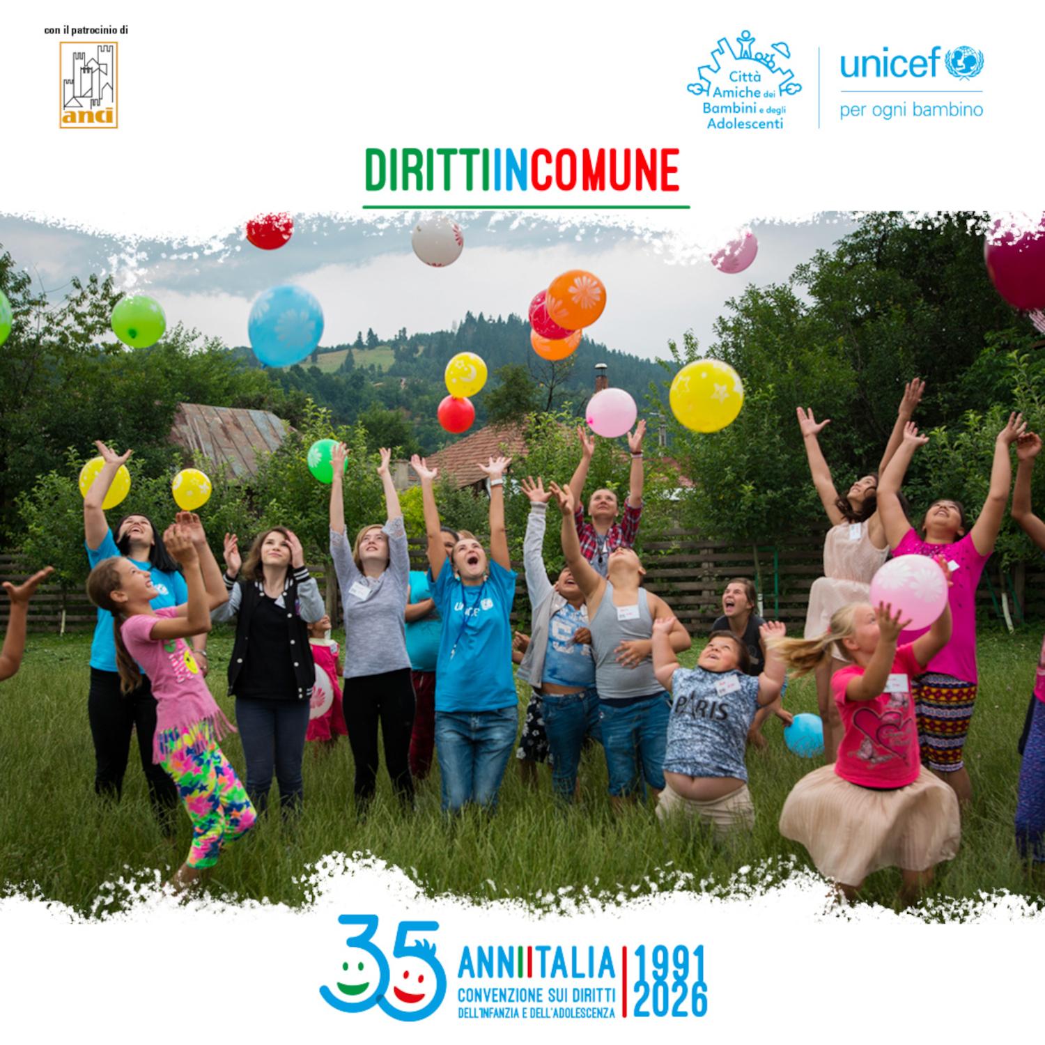 INFANZIA, l’UNICEF e l’ANCI insieme per la campagna “DIRITTI IN COMUNE”: oltre 180 comuni hanno già aderito all’iniziativa