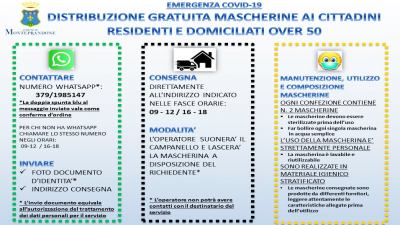 Distribuzione gratuita di mascherine protettive agli over 50 di Monteprandone