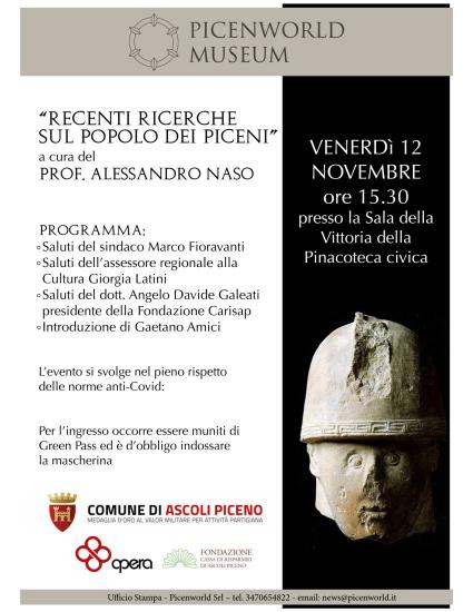 Volete sapere qualcosa in più dei vostri avi Piceni? Il prof. Alessandro Naso venerdì 12 novembre alle 15.30 su 